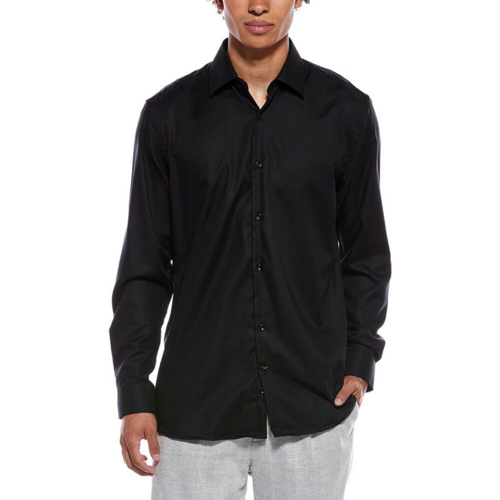 Tahari Mens  Modern Fit Dress Shirt, Black